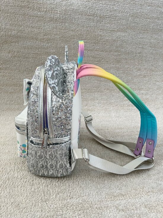 Loungefly Disney Mickey & Friends Birthday Silver Sequin Mini Backpack main image 10